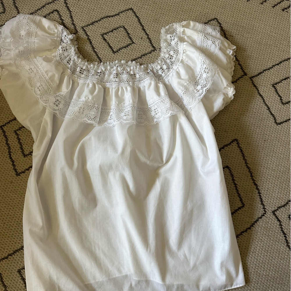 Tehuana Inspired White Lace Peasant Blouse/mini dress